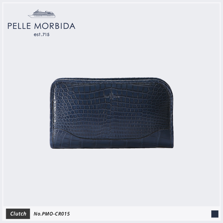 【PELLE MORBIDA|ペッレ モルビダ】クラッチバッグ Cocodrillo PMO-CR015 Blue