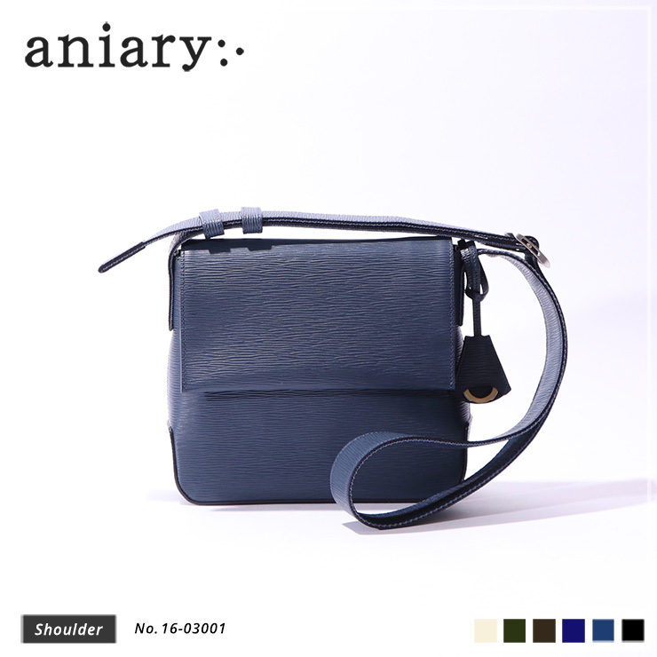 aniary ショルダーバッグ Wave Leather 牛革 shoulderbag 16-03001Navy