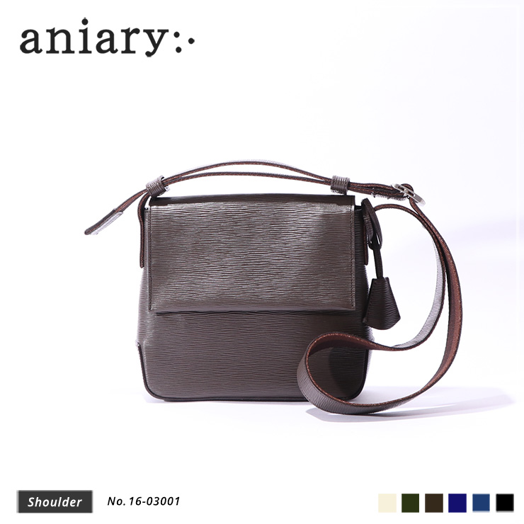 aniary ショルダーバッグ Wave Leather 牛革 shoulderbag 16-03001 Smoky Brown