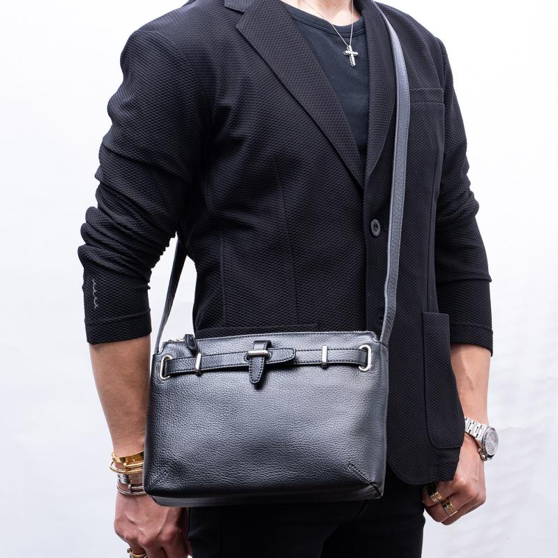 【正規取扱店】【PELLE MORBIDA ペッレモルビダ】メイデンヴォヤージュ 牛革 本革 レザー ショルダーバッグ メンズ【プレゼント ギフト】日本製 PMO-MB081 チャコールグレー