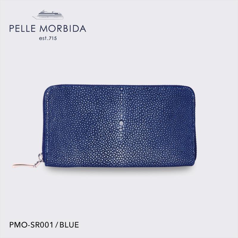 【正規取扱店】【PELLE MORBIDA ペッレモルビダ】バルカ エイ革 牛革 レザー ウォレット メンズ【プレゼント ギフト】日本製 PMO-SR001 ブルー