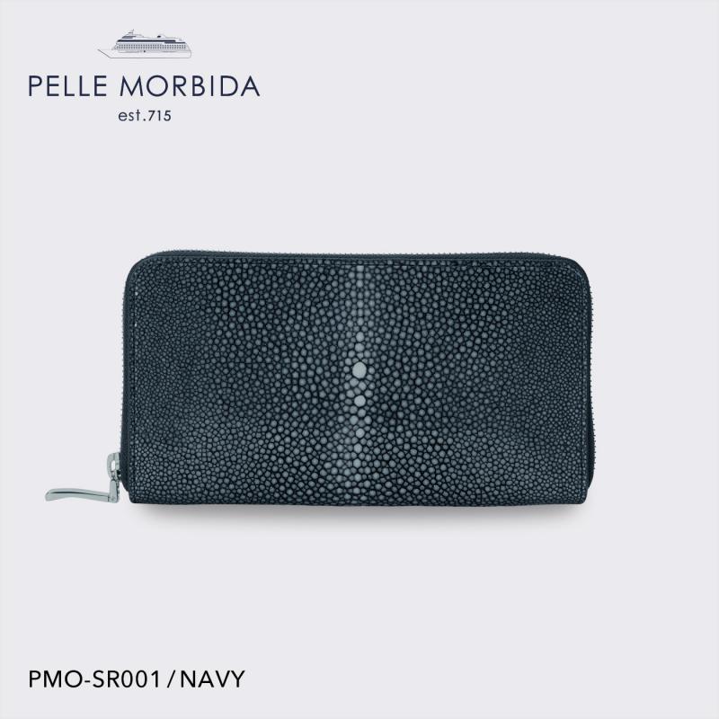 【正規取扱店】【PELLE MORBIDA ペッレモルビダ】バルカ エイ革 牛革 レザー ウォレット メンズ【プレゼント ギフト】日本製 PMO-SR001 ネイビー