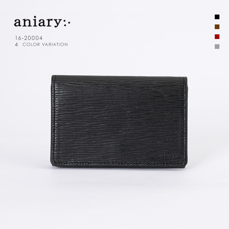 aniary カードケース Wave Leather 牛革 Cardcase 16-20004-bk