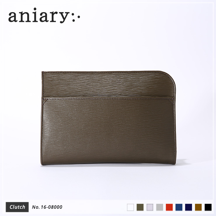 aniary クラッチバッグ Wave Leather 牛革 Clutchbag 16-08000-olv