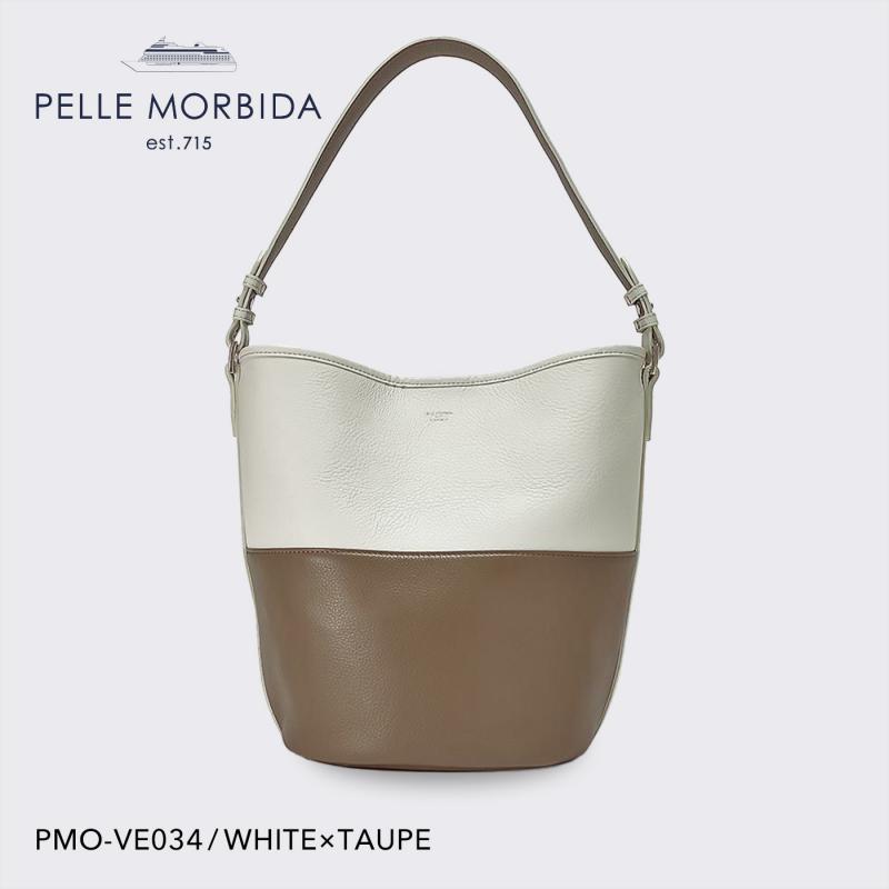 【PELLE MORBIDA|ペッレ モルビダ】ショルダーバッグ Vela PMO-VE034 ホワイト×トープ