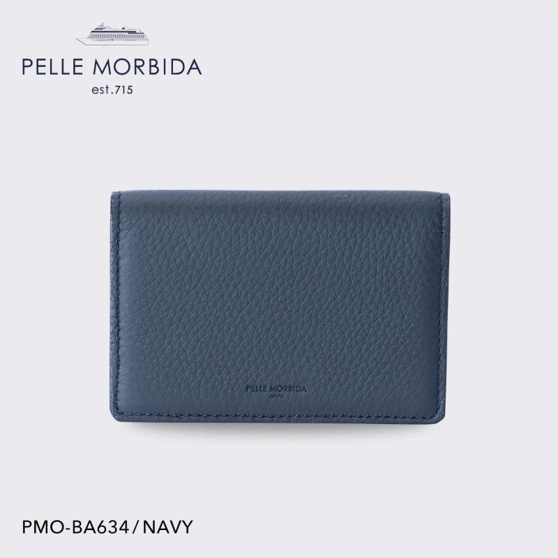 【正規取扱店】【PELLE MORBIDA ペッレモルビダ】バルカ 牛革 本革 レザー カード入れ メンズ【プレゼント ギフト】日本製 PMO-BA634 ネイビー