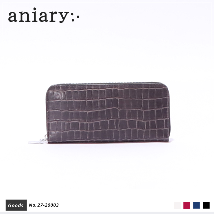 【aniary|アニアリ】ウォレット Tint Embossing Leather 27-20003 Pale Black