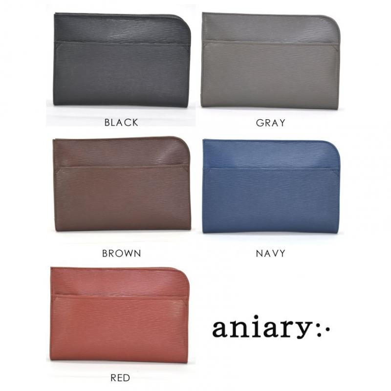aniary クラッチバッグ Wave Leather 牛革 Clutchbag 16-08000-wh