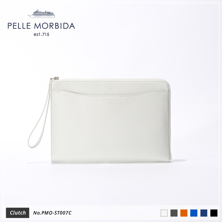 【PELLE MORBIDA|ペッレ モルビダ】クラッチバッグ Colore PMO-ST007C White